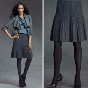 EUC CAbi Vogue Ribbed Cotton A-line Pleated Sweater Skirt Size L